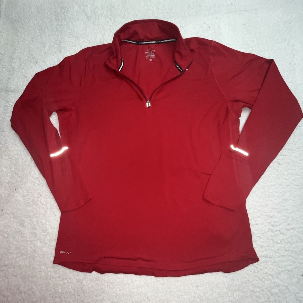 Nike Dri-FIT Element Mock Neck Zip Pullover Red Long Sleeve Men's L